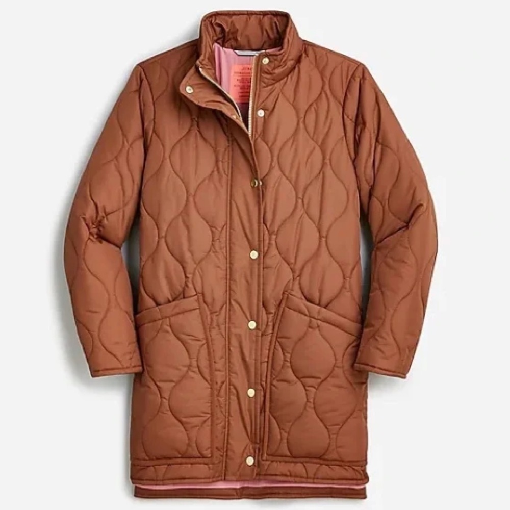 NWT J. Crew Quilted Signature Puffer Jacket Dark Nutmeg S